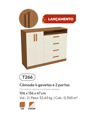 Cômoda Sapateira C/4 Gavetas | T266 | Kappesberg 0226 