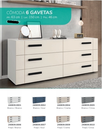 Cômoda 6 Gavetas | Politorno 0226