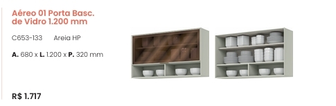 Fineze | Aéreo 1 Porta Basculante Vidro | C653 | Henn 0126