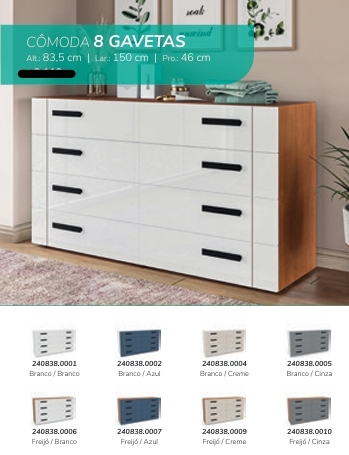 Cômoda 8 Gavetas | Politorno 0226