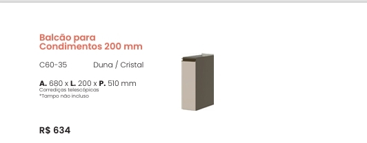 Connect | Balcão Para Condimentos | C60 | Henn 0126