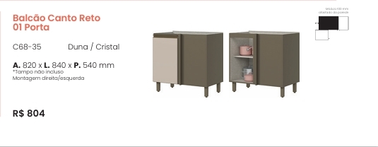 Connect | Balcão Canto Reto | C68 | Henn 0126