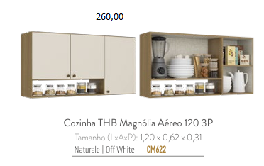 Cozinha Modulada Magnólia | Valor Das Peças Avulsas Acima De Cada Imagem Do Produto | Thb 0226