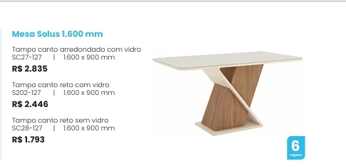 Mesa Solus 1,60 S/Vidro | SC28 | Henn 0126  Confira Abaixo Outras Medidas E Valores !