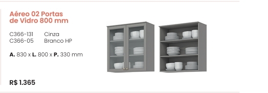 Americana | Aéreo 2 Portas Vidro 800 mm | C366 | Henn 0126