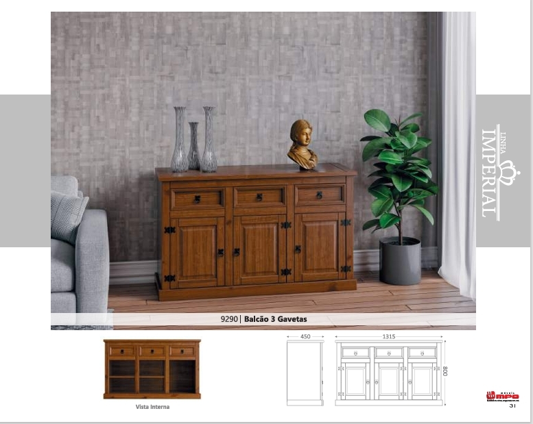 Balcão 3 Gavetas | 9290 | Linha Imperial | MPO 0126