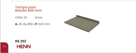 Connect | Tampo Para Balcão 800 mm | C904 | Henn 0126