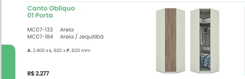 Seletto Canto Oblíquo 1 Porta | MC07 | Henn 0126