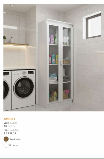 Armário Multiuso 2 Portas C/Vidro | AM3111 | Tecnomobili 0226