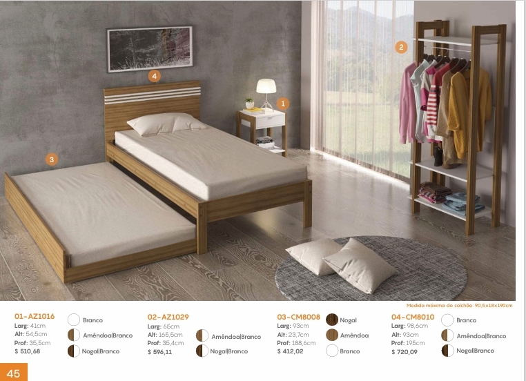 Cama Solteiro | CM8010 | Tecnomobili 0226 