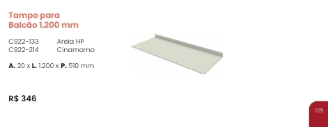 Fineze | Tampo Para Balcão 1200 mm | C922 | Henn 0126