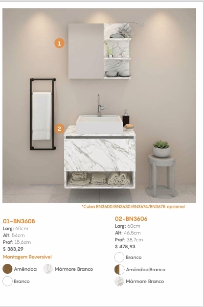 Balcão Gabinete Suspenso | BN3606 | Tecnomobili 0226