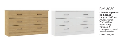 Cômoda 6 Gavetas | 3030 | Soluzione 0126 