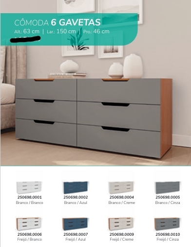 Cômoda 6 Gavetas | Politorno 0226