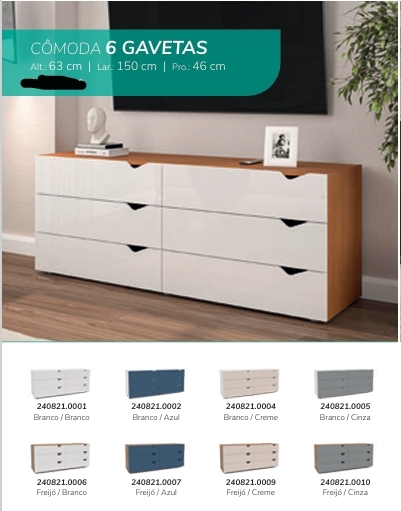 Cômoda 6 Gavetas | Politorno 0226