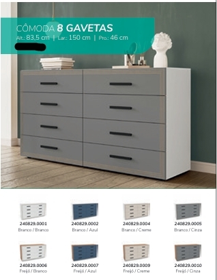 Cômoda 8 Gavetas | Politorno 0226