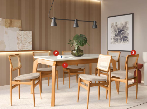 Conjunto Mesa Petra c/ Vidro + Cadeiras | CSJ381CA-A065A | Kappesberg