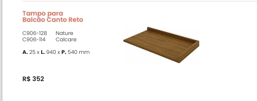 Americana | Tampo Para Balcão Canto Reto | C906 | Henn 0126