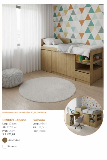 Cama Multifuncional Solteiro | CM8021 | Tecnomobili 0226