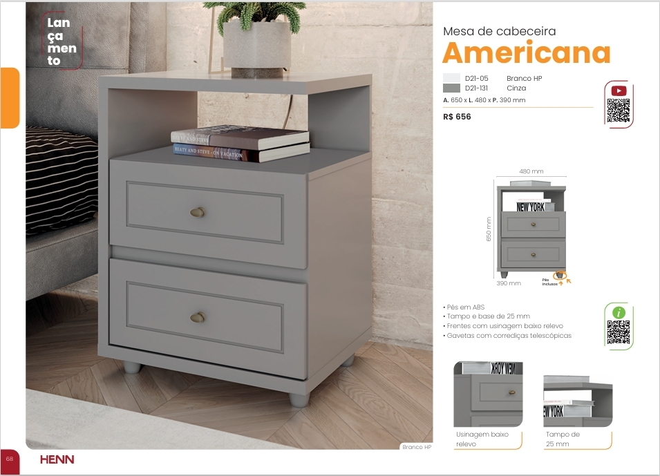 Mesa De Cabeceira Americana | D21 | Henn 0126