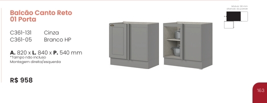 Americana | Balcão Canto Reto | C361 | Henn 0126