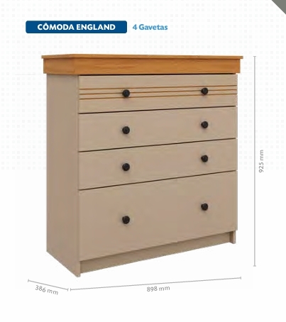 Cômoda England 4 Gavetas | Móveis Primavera 0226 