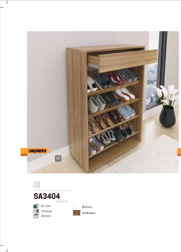 Sapateira Com Gaveta | SA3404 | Tecnomobili 0126