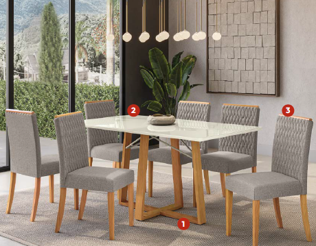 Conjunto Mesa Elma + Cadeira Lira | CSJ376CA-A077 | Kappesberg