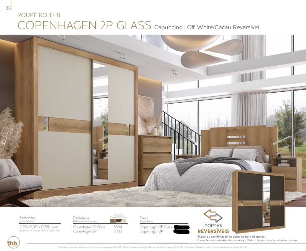 Roupeiro Copenhagen 2P | 5804 - 5783 | Thb 0226  S/Espelho 1500,00 E Versão C/Espelho 1690,00