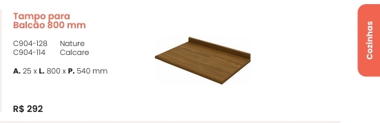 Americana | Tampo Para Balcão 800 mm | C904 | Henn 0126