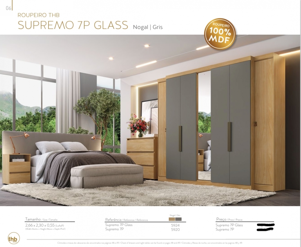 Roupeiro Supremo 7P | 5924 - 5920 | Thb 0226  S/Espelho 1900,00  E Versão C/Espelho 2100,00