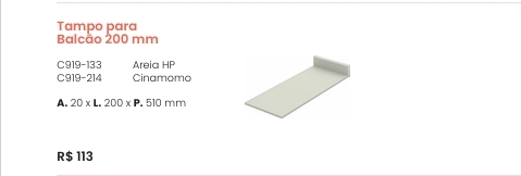 Fineze | Tampo Para Balcão 200 mm | C919 | Henn 0126