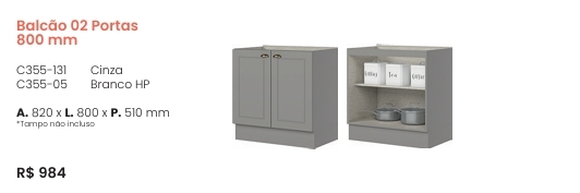 Americana | Balcão 2 Portas 800 mm | C355 | Henn 0126