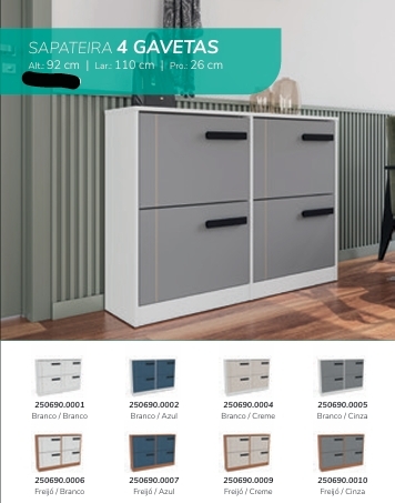 Sapateira 4 Gavetas | Politorno 0226 