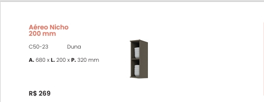 Connect | Aéreo Nicho 200 mm | C50 | Henn 0126