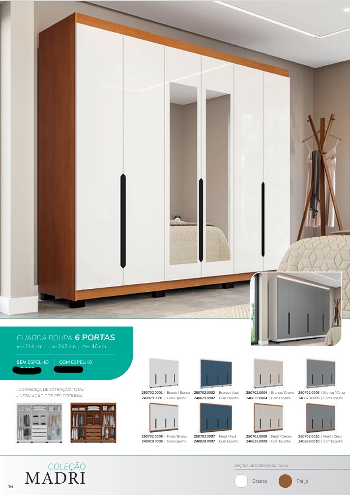Roupeiro 6 Portas 242 | Politorno 0226  S/Espelho 1868,00 E Versão C/Espelho 2050,00