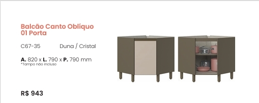 Connect | Balcão Canto Oblíquo | C67 | Henn 0126