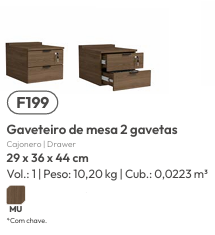Gaveteiro De Mesa 2 Gavetas | F199 | Kappesberg 0226