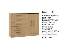 Cômoda Sapateira C/ 5 Gavetas | 1043 | Soluzione 0126 