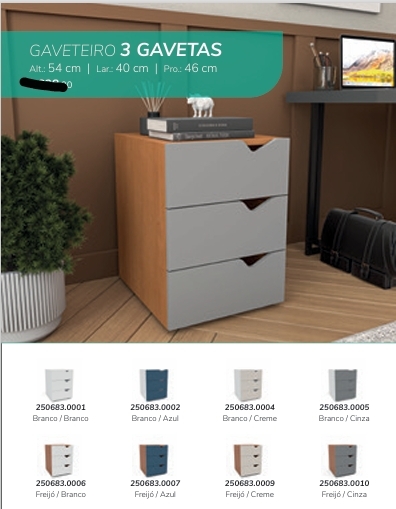 Mesa De Cabeceira 3 Gavetas | Politorno 0226