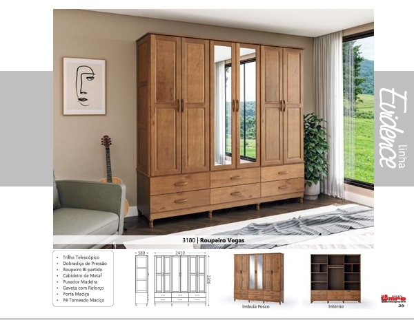 Roupeiro Vegas | 3180 | Linha Evidence | MPO 0126